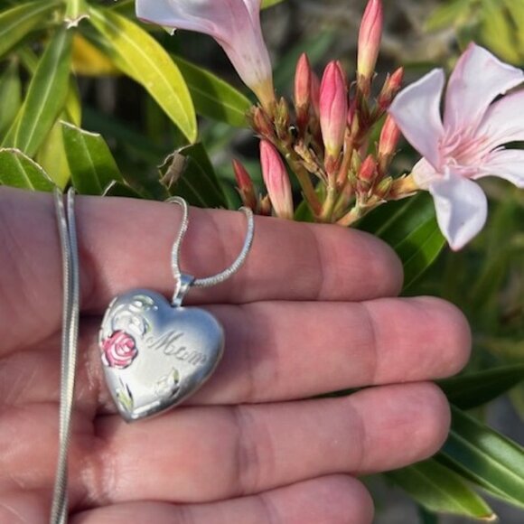 ❤️❤️MOM 925 Sterling Silver Heart Locket Pendant NECKLACE - Picture 1 of 9